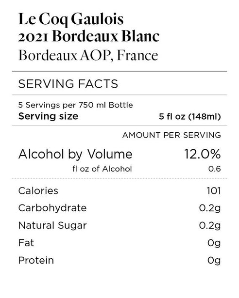 Le Coq Gaulois 2021 Bordeaux Blanc Bordeaux AOP, France