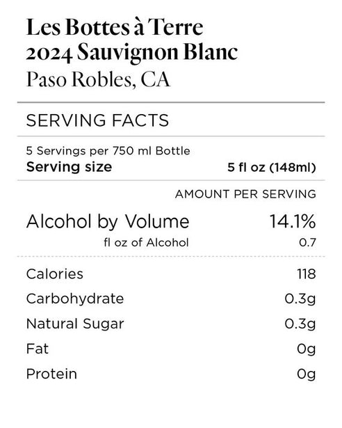 Les Bottes à Terre 2024 Sauvignon Blanc Paso Robles, California