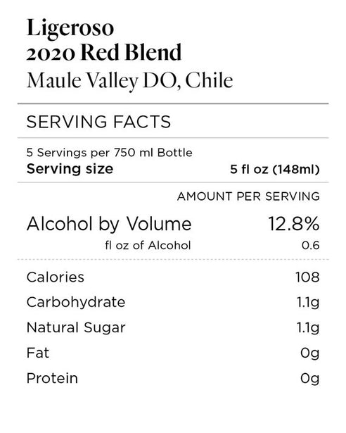 Ligeroso 2020 Red Blend Maule Valley DO, Chile