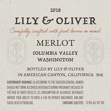Lily & Oliver 2018 Merlot Columbia Valley, Washington
