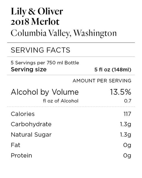 Lily & Oliver 2018 Merlot Columbia Valley, Washington