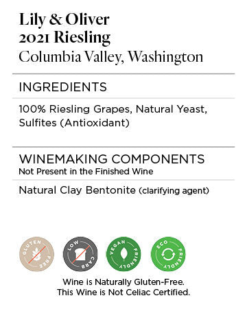 Lily & Oliver 2021 Riesling Columbia Valley, Washington