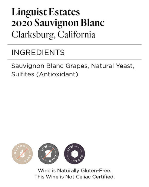 Linguist Estates 2020 Sauvignon Blanc Clarksburg, California