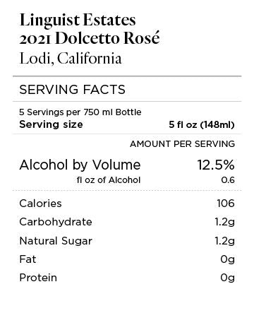 Linguist Estates 2021 Dolcetto Rosé Lodi, California