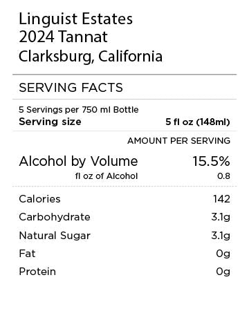 Linguist Estates Tannat Serving Facts