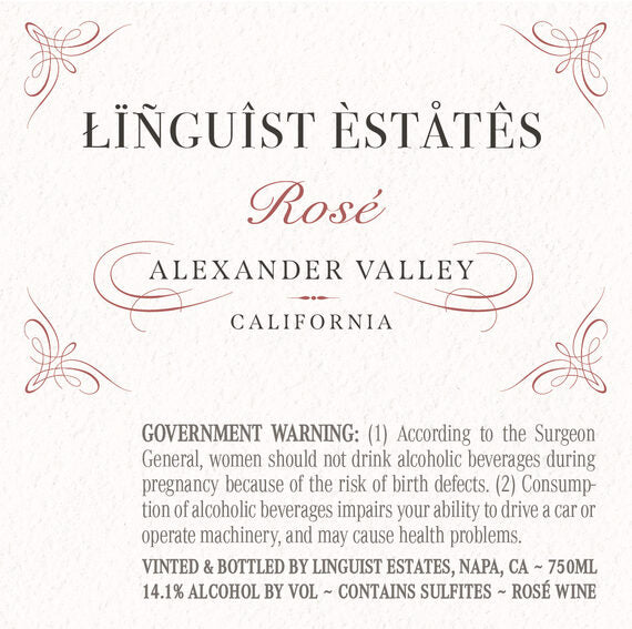 Linguist Estates NV Rosé Alexander Valley, California