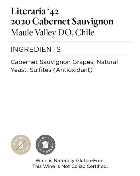 Literaria '42 2020 Cabernet Sauvignon Maule Valley DO, Chile