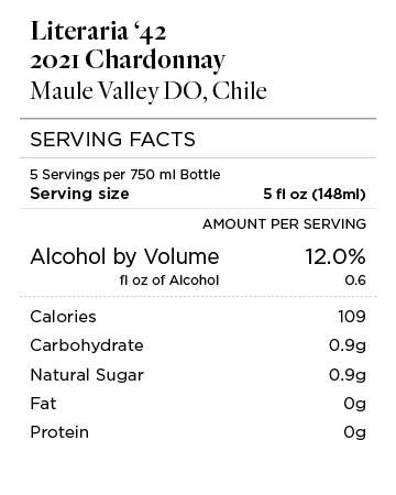 Literaria '42 2021 Chardonnay Maule Valley DO, Chile