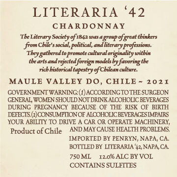 Literaria '42 2021 Chardonnay Maule Valley DO, Chile