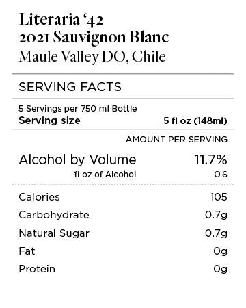 Literaria '42 2021 Sauvignon Blanc Maule Valley DO, Chile