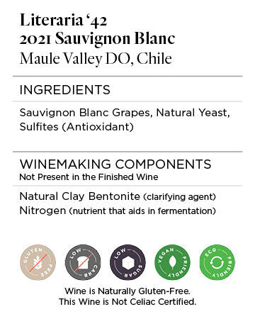 Literaria '42 2021 Sauvignon Blanc Maule Valley DO, Chile