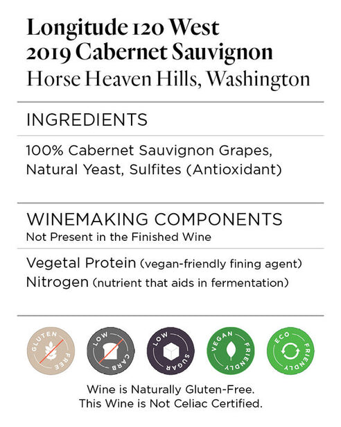 Longitude 120 West 2019 Cabernet Sauvignon Horse Heaven Hills, Washington