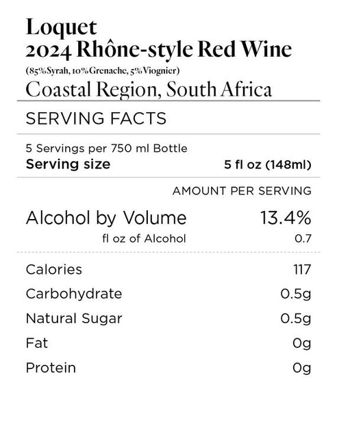 Loquet 2024 Rhône-style Red Wine Syrah-Grenache-Viognier Coastal Region, South Africa
