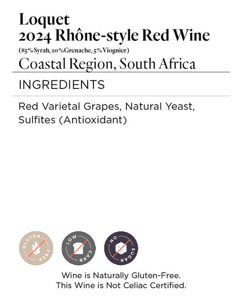 Loquet 2024 Rhône-style Red Wine Syrah-Grenache-Viognier Coastal Region, South Africa