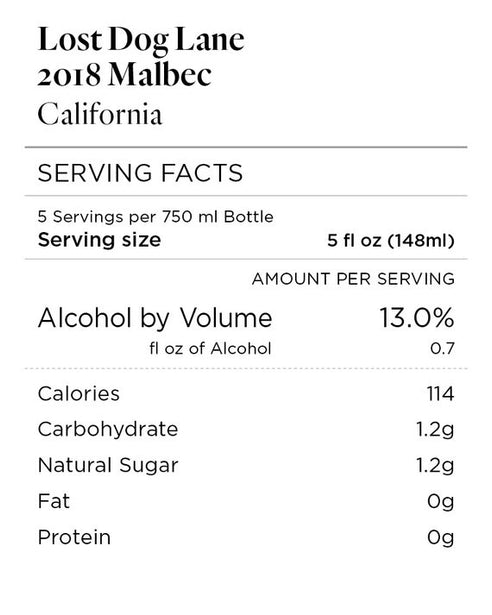 Lost Dog Lane 2018 Reserve Malbec California
