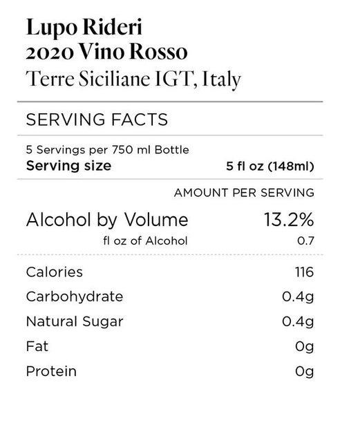 Lupo Rideri 2020 Vino Rosso Terre Siciliane IGT, Italy
