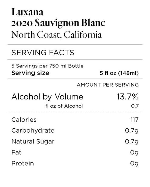 Luxana 2020 Sauvignon Blanc North Coast, California