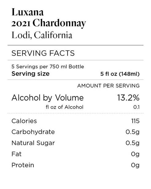 Luxana 2021 Chardonnay Lodi, California