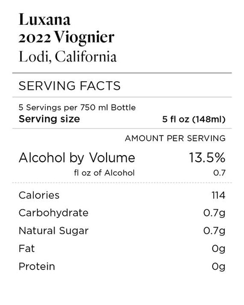 Luxana 2022 Viognier Lodi, California