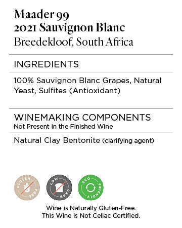 Maader 99 2021 Sauvignon Blanc Breedekloof, South Africa