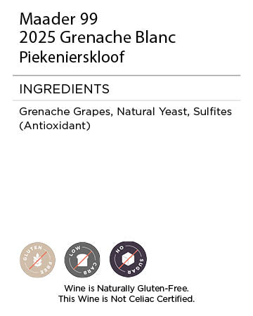 Maader 99 Grenache Blanc Serving Facts