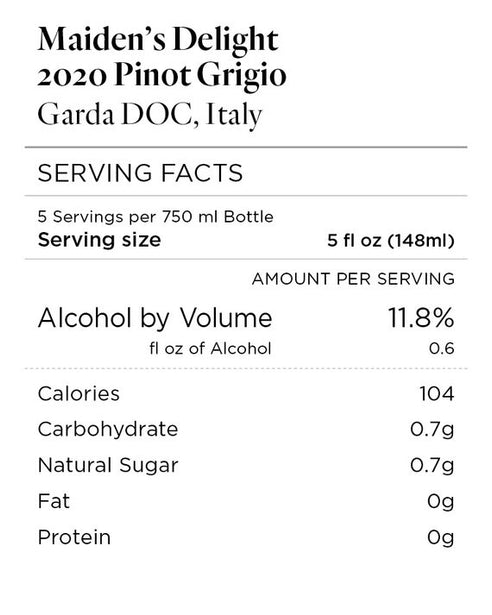 Maiden's Delight 2020 Pinot Grigio Garda DOC, Italy