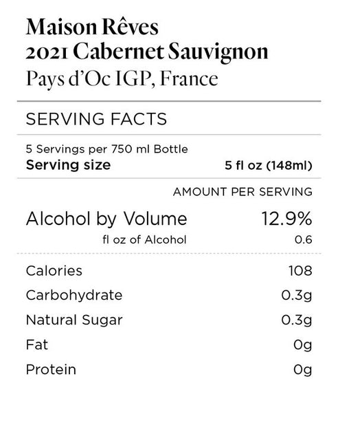 Maison Rêves 2021 Cabernet Sauvignon Pays d'Oc IGP, France