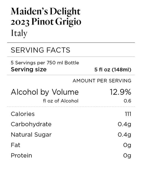 Maiden's Delight 2023 Pinot Grigio, Italy