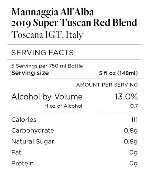 Mannaggia All'Alba 2019 Super Tuscan Red Blend Toscana IGT, Italy