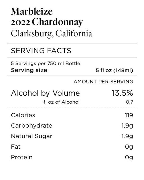 Marbleize 2022 Chardonnay Clarksburg, California