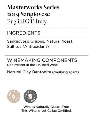 Masterworks Series 2019 Sangiovese Puglia IGT, Italy