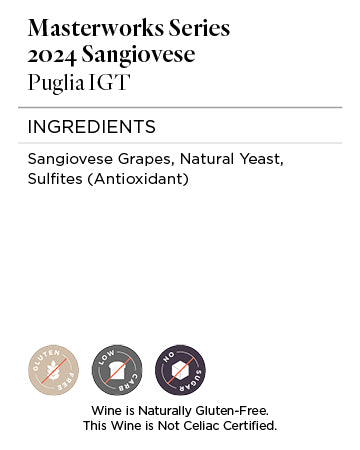 Masterworks Series 2024 Sangiovese Nutrition