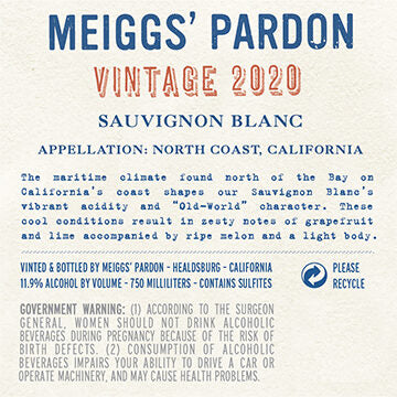 Meiggs' Pardon 2020 Sauvignon Blanc North Coast, California