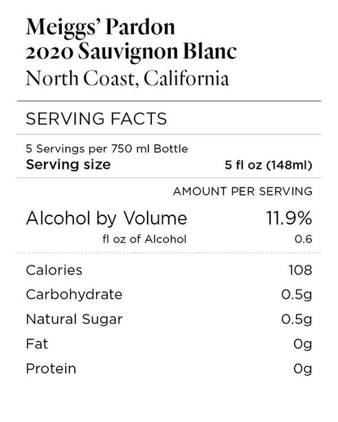 Meiggs' Pardon 2020 Sauvignon Blanc North Coast, California