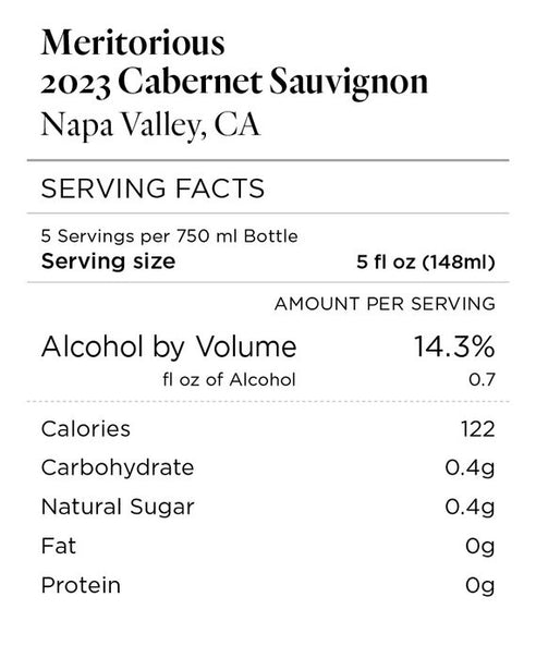Meritorious 2023 Cabernet Sauvignon Napa Valley, California