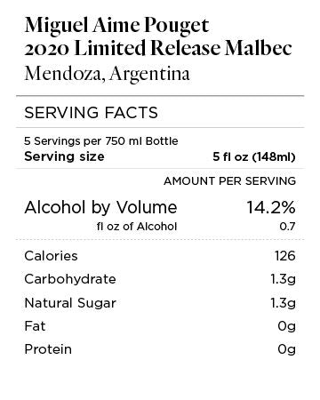 Miguel Aime Pouget 2020 Limited Release Malbec Mendoza, Argentina