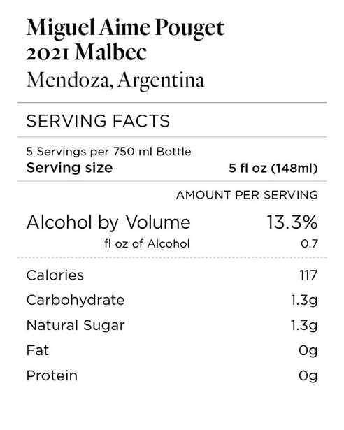 Miguel Aime Pouget 2021 Malbec Mendoza, Argentina