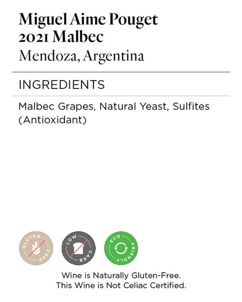 Miguel Aime Pouget 2021 Malbec Mendoza, Argentina