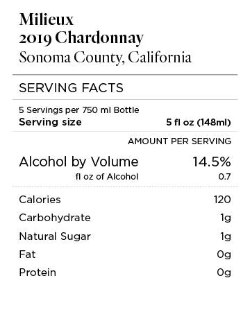 Milieux 2019 Chardonnay Sonoma County, California