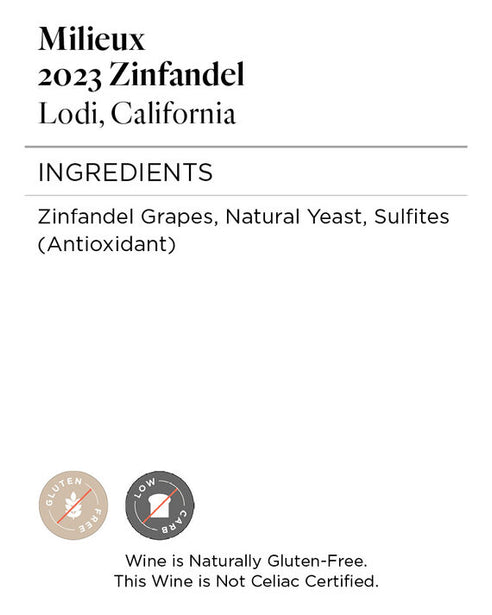 Milieux 2023 Zinfandel Lodi, California