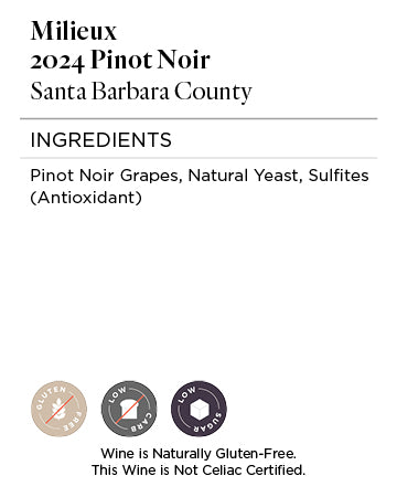 Milieux 2024 Pinot Noir Ingredients