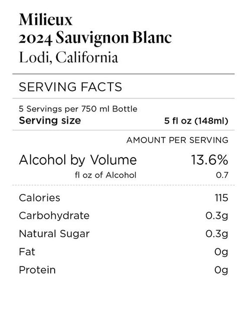 Milieux 2024 Sauvignon Blanc Lodi, California