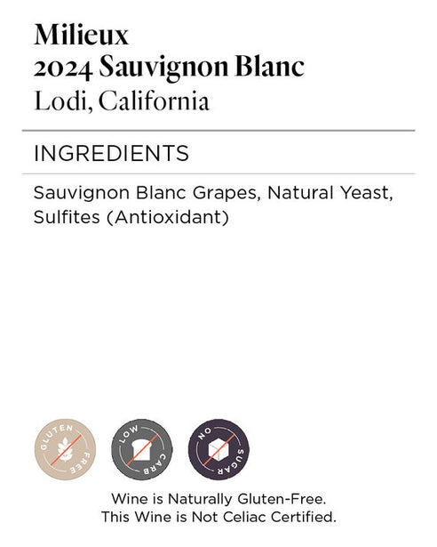 Milieux 2024 Sauvignon Blanc Lodi, California