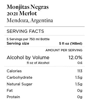 Monjitas Negras 2021 Merlot Mendoza, Argentina