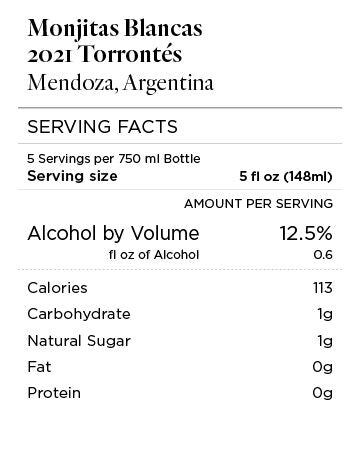 Monjitas Blancas 2021 Torrontés Mendoza, Argentina