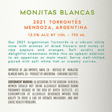 Monjitas Blancas 2021 Torrontés Mendoza, Argentina