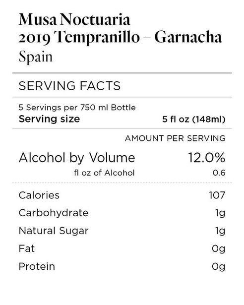 Musa Noctuaria 2019 Tempranillo – Garnacha Spain