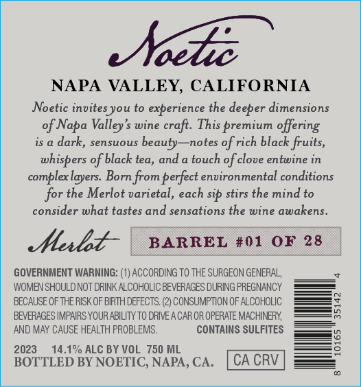 Noetic 2023 Merlot Napa Valley, California
