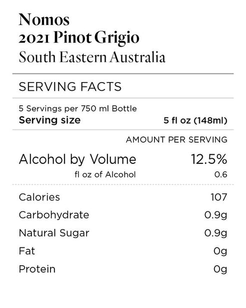 Nomos 2021 Pinot Grigio South Eastern Australia, Australia
