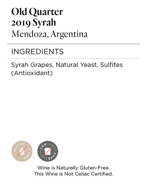 Old Quarter 2019 Syrah Mendoza, Argentina